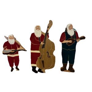 3 Santas  Handmade, Cut And Painted By A Local Mississippi Artist. Unique.
